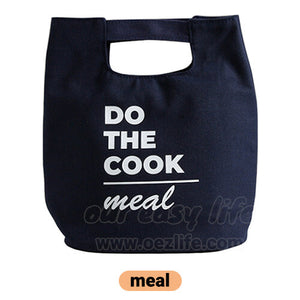 navy blue stylish canvas lunch bag for women