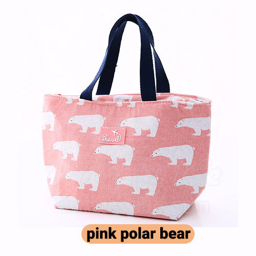 light pink women lunch tote bag