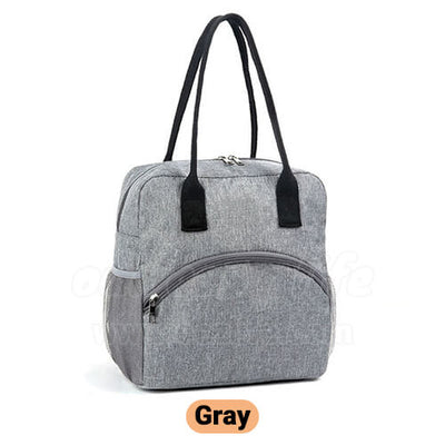 gray large stylish insulated women lunch bag purse