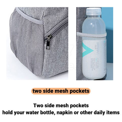 Womens Lunch Bag With Water Bottle Holder 