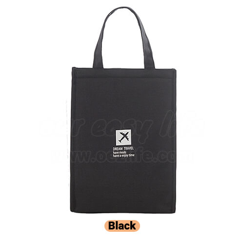 black stylish large foldable lunch tote bag for women men to work