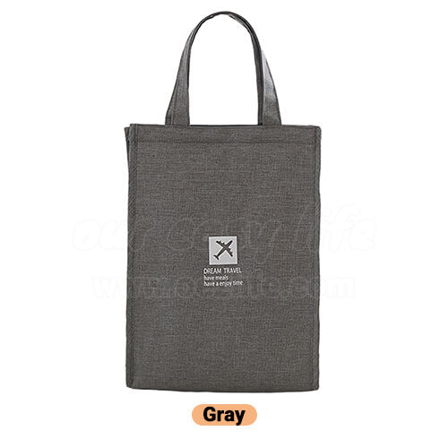 gray stylish large foldable lunch tote bag for women men to work