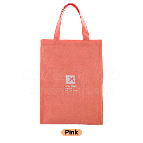 pink stylish large foldable lunch tote bag for women men to work