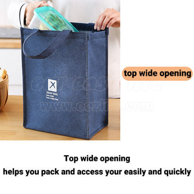 stylish large foldable lunch tote bag for women men to work top wide opening