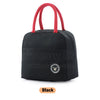 black insulated lunch tote bag for women to work simple design with zipper pocket