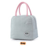 gray insulated tote lunch bag for women to work simple design with zipper pocket