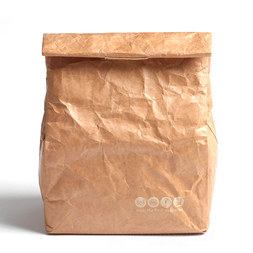 Brown Reusable Durable Waterproof Insulated Thermal Kraft Paper Lunch Tote Bags-color-brown