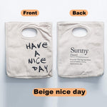 Reusable Organic Cotton Canvas Stylish Lunch Tote Bags- color-beige nice day