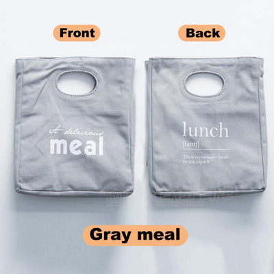 Reusable Organic Cotton Canvas Stylish Lunch Tote Bags-color-gray meal