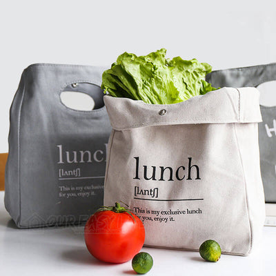 Reusable Organic Cotton Canvas Stylish Lunch Tote Bags- display with vegetable
