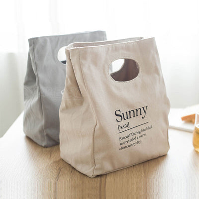 Reusable Organic Cotton Canvas Stylish Lunch Tote Bags-display on the table