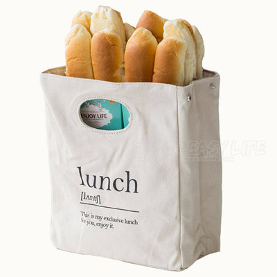 Reusable Organic Cotton Canvas Stylish Lunch Tote Bags - display with bread and sandwich
