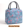blue gray flamingo cute insulated lunch tote for women girls