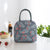 blue gray insulated cute lunch tote for women girls display on desk