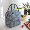 blue gray insulated cute lunch tote for women girls on desk
