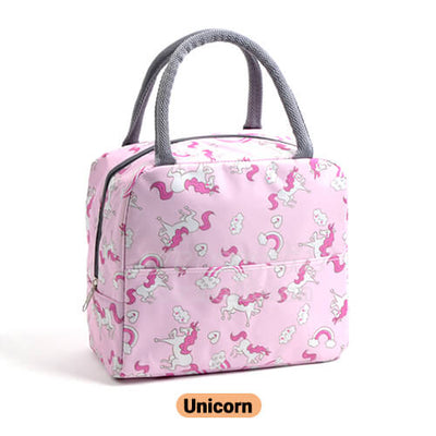 pink unicorn cute insulated lunch tote for women girls