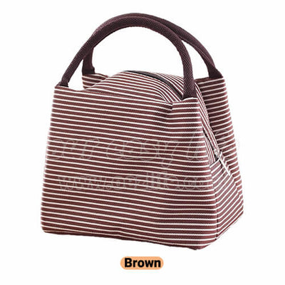 brown portable insulated lunch tote bag for women to work zipper