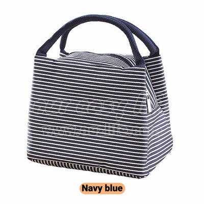 navy blue portable insulated lunch tote bag for women to work zipper