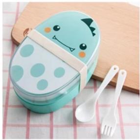 Cute Plastic Bento Lunch Boxes for Kids, Double Decker, 700ml