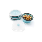 Round Silicone Bento Lunch Boxes for Adults and Kids, Collapsible, Microwavable