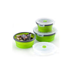 Round Silicone Bento Lunch Boxes for Adults and Kids, Collapsible, Microwavable