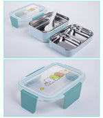 Double Decker Cute School Bento Lunch Boxes for Kids, Stainless Steel, 2 Compartments