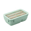 2 Compartments Bento Lunch Boxes for Adults and Kids, Wheat Straw, 850ml
