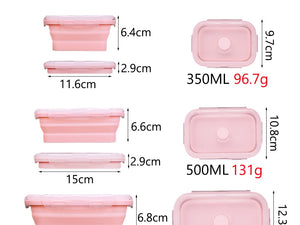 Rectangle Silicone Bento Lunch Boxes for Adults and Kids, Collapsible, Microwavable