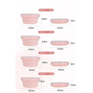 Round Silicone Bento Lunch Boxes for Adults and Kids, Collapsible, Microwavable
