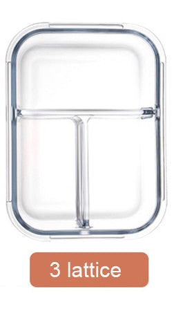 Glass Compartment Bento Lunch Boxes for Adults and Kids, Microwavable, Korean Style