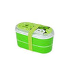 Cute Plastic Bento Lunch Boxes for Kids, Double Decker, 600ml