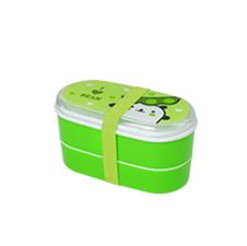 Cute Plastic Bento Lunch Boxes for Kids, Double Decker, 600ml