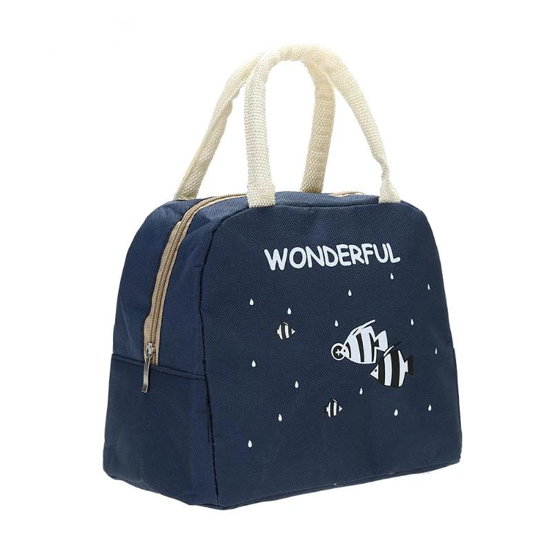 Fashionable Canvas Lunch Bag Portable And Insulated Thermal For Women And Kids