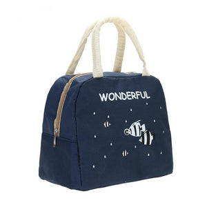 Fashionable Canvas Lunch Bag Portable And Insulated Thermal For Women And Kids