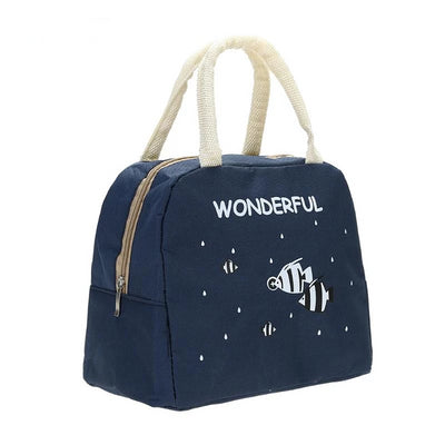 Fashionable Canvas Lunch Bag Portable And Insulated Thermal For Women And Kids