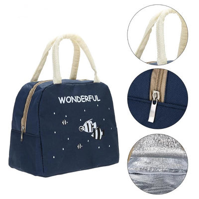 Fashionable Canvas Lunch Bag Portable And Insulated Thermal For Women And Kids