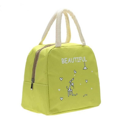 Fashionable Canvas Lunch Bag Portable And Insulated Thermal For Women And Kids