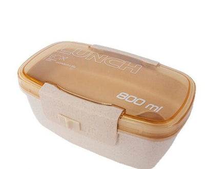Double Decker Bento Lunch Boxes for Adults and kids, Wheat Straw, 800ml