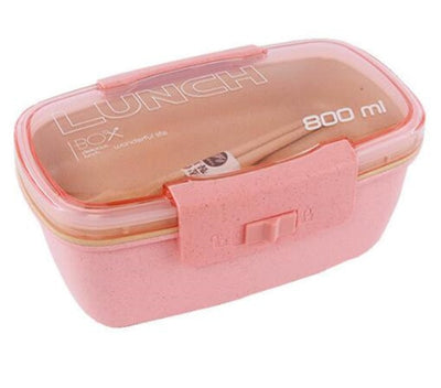 Double Decker Bento Lunch Boxes for Adults and kids, Wheat Straw, 800ml