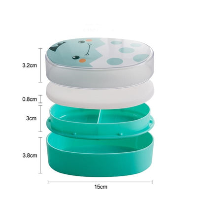 Cute Plastic Bento Lunch Boxes for Kids, Double Decker, 700ml