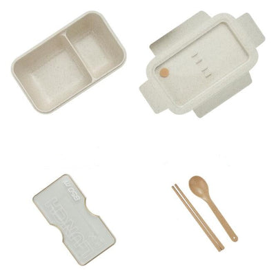 2 Compartments Bento Lunch Boxes for Adults and Kids, Wheat Straw, 850ml