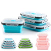 Rectangle Silicone Bento Lunch Boxes for Adults and Kids, Collapsible, Microwavable