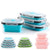 Rectangle Silicone Bento Lunch Boxes for Adults and Kids, Collapsible, Microwavable