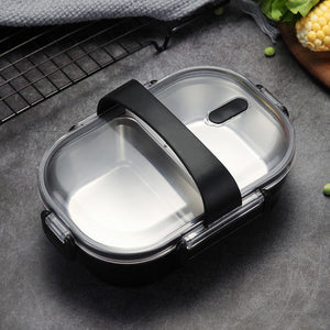 2 Compartments Stainless Steel Bento Lunch Boxes for Adults and Kids