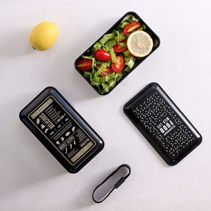 Double Decker Bento Lunch Boxes for Adults and Kids,  Black, Japanese Style