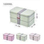Double Decker Bento Lunch Boxes for Adults and kids, Wheat Straw, 1200ml