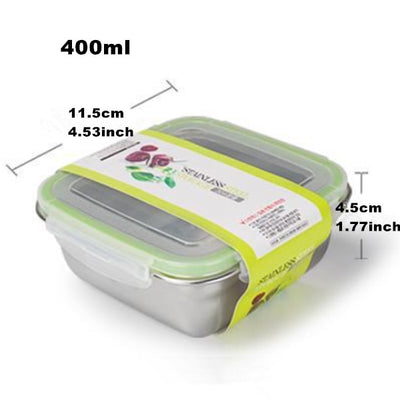 Square Stainless Steel Bento Lunch Boxes  for Adults and Kids, 3 Size