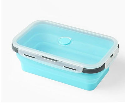 Rectangle Silicone Bento Lunch Boxes for Adults and Kids, Collapsible, Microwavable
