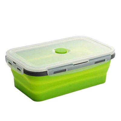 Rectangle Silicone Bento Lunch Boxes for Adults and Kids, Collapsible, Microwavable