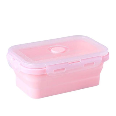 Rectangle Silicone Bento Lunch Boxes for Adults and Kids, Collapsible, Microwavable